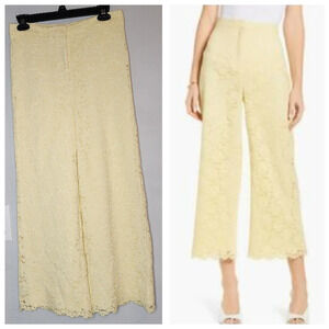 Rachel Parcel Yellow Lace Wideleg Crop Pants Women's Size 6
